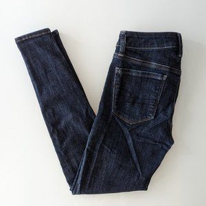 American Eagle Hi-Rise Jegging Super Super Stretch Dark Blue Size 2 Short